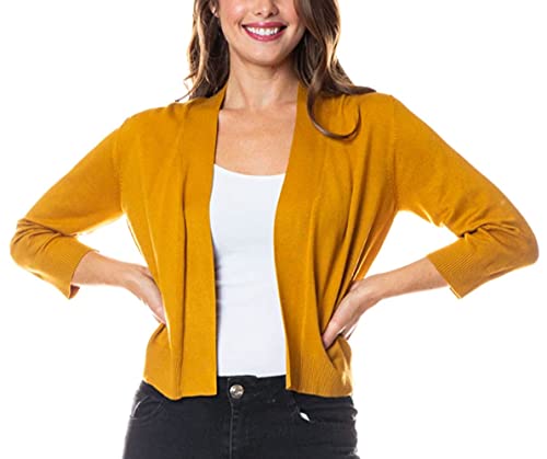 Image of Bolero Cropped Cardigans Shrugs for Women - 3 /4 Sleeve Open Front Cover up for Dresses