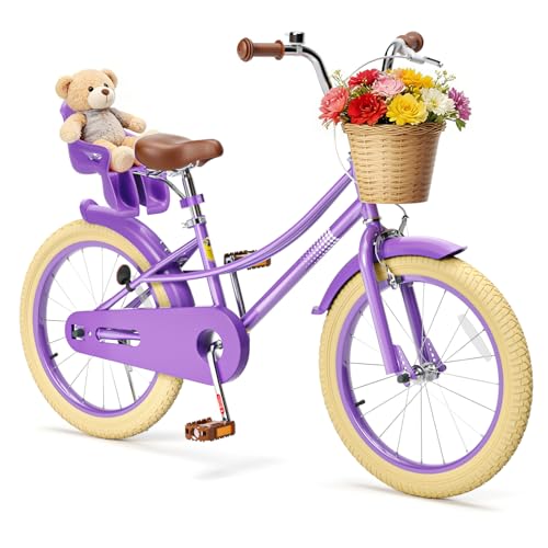 Image of Glaf Girls Bike Bicycle for 2-12 Years Old 12 14 16 20 inch Kids Toddler Bike with Training Wheels and Basket,Doll Seat, Kids Bike Bicycle for Gift