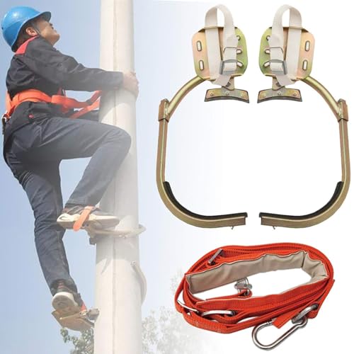 DONGYUE Adjustable Pole Climbing Shoes, Portable 1 Pair Electrician Foot Buckle/Tree Climbing Spikes Set, Lineman Climbers Gear 600 550 500 450 400 350 300 250Mm Model(250mm/9.8in)