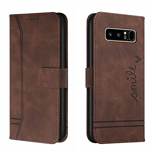 Bravoday Coque pour Galaxy Note 8, Etui Cuir avec Magnetique, Flip Pochette Housse pour Galaxy Note 8 Protection, Marron