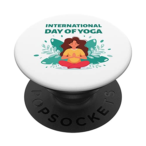 Cool Yoga Tee Yoga Amante Paz Día Internacional Yoga PopSockets PopGrip Intercambiable