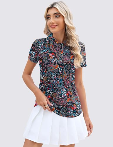 Image of TFSDOD Womens Golf Polo Shirts Collared Short Sleeve T Shirt Lightweight Moisture Wicking Polo Casual 3 Buttons Outfits