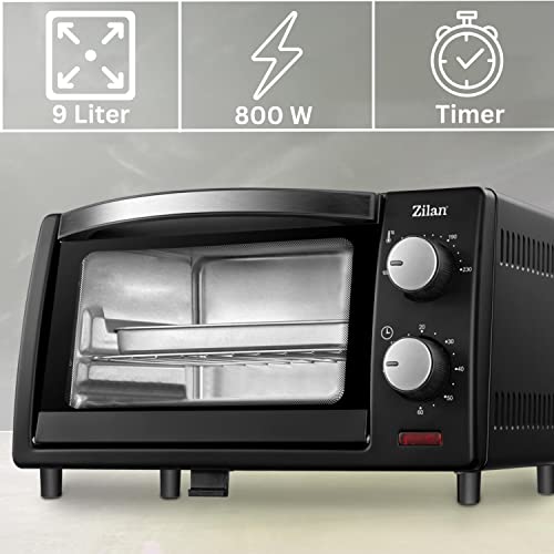 Mini Backofen 9 Liter | 60 min Timer | 800 Watt | 100°-230°C | Minibackofen | Backofen | Mini Oven | Camping Ofen | Kleiner Backofen | Kleiner Ofen – Bild 6