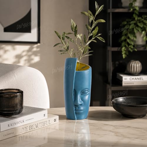 Image of Divyakosh Flower Vase Show Pieces for Home Decor Living Room Gifts Empty Plastic Vase's Decorative Modern Face Pot Decorative Items for Living Room| 31 cm (Vase only)