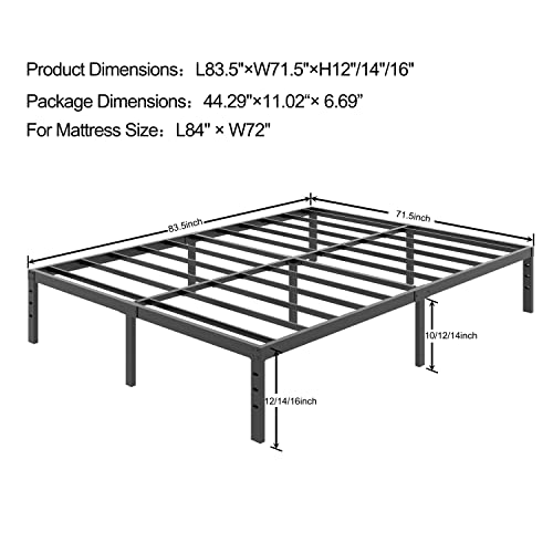 Comasach California King Size Metal Bed Frame No Box Spring Needed, 12 Inch Noise Free Black Platform Bed Base, Easy Assembly, Heavy Duty Steel Slat Support Non Slip Mattress Foundation #TOP3