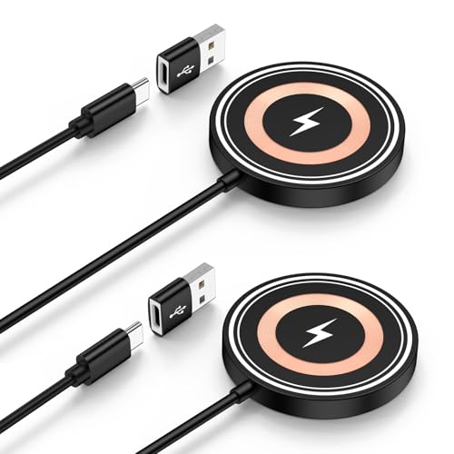 Image of for iPhone 17e Mag-Safe Charger 2 Pack 15W Magnetic Wireless Charger Fast Charging Pad for iPhone 17 16 15 14 13 12&Airpods Pro 4 3,15W Wireless Charger Android USB-C /A for Google Pixel 10a Galaxy S26