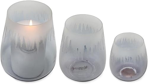 AuldHome - Portavelas para lámpara de huracán (juego de 3) portavelas de farol decorativo de cristal