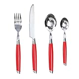 ✅ Mit diesem hübschen Besteckset kommt Farbe auf den Tisch. Im Set enthalten sind 6 Messer, 6 Gabeln, 6 Teelöffel und 6 Dessertlöffel. Die Griffe des Bestecks bestehen aus PVC.