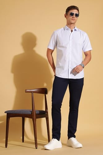Image of FYLTR Men's Regular Fit Shirt - Half Sleeve | Contrast Placket | Regular Collar | Formal Shirts for Men
