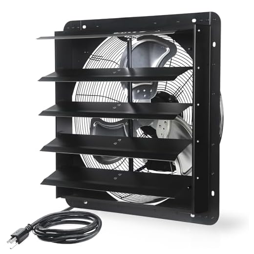 VENTISOL 20 Inch Shutter Exhaust Fan Wall Mounted, Aluminum Venting Fan with 1.65 Meters Power Cord Kit,High Speed 3500CFM, Automatic Ventilation Fan for Garage,Greenhouse,Attic,Shed,Shop