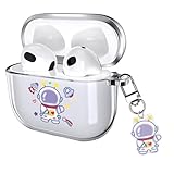 Picture of Watefull for Cute AirPods 4 Case 2024 with Keychain Carabiner, Clear AirPods 4 Case Cartoon Anime Pattern Soft Cover with an Ornaments for Boys Girls Women Men (Astronaut)