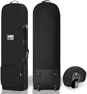 DAREKUKU Golf Travel Bags for Airlines with Wheels and Detachable Shoulder Straps, Soft Foldable Golf Club Travel Covers, Extra Storage Pocket, Lightweight