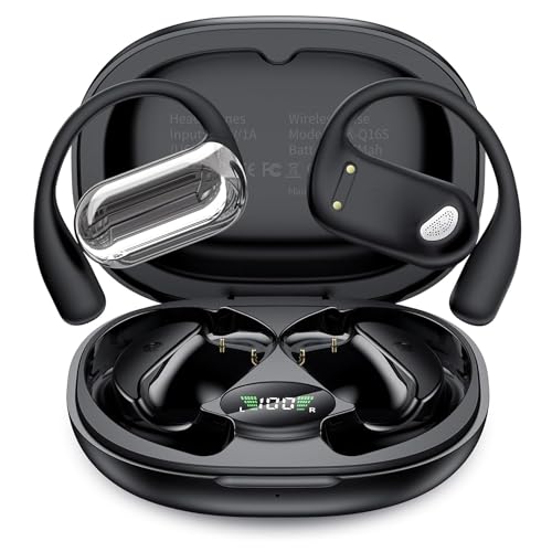Next Destination | Auriculares Inalambricos Bluetooth Deportivos con Gancho Q16S | Audifonos | Protección IPX7, Batería de 40H y Cancelación de Ruido | Cascos Inalambricos Música | Negro
