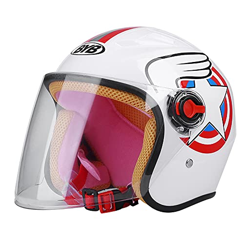 SUNSHXP Casco Abierto Genérico para Bicicletas De Motocross para Niños Casco De Scooter Infantil Adecuado para Niños Y Niñas De 2 A 8 (48-55 Cm),Blanco Cover