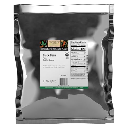 Frontier Co-op Organic Black Beans Flakes 1lb - For Black