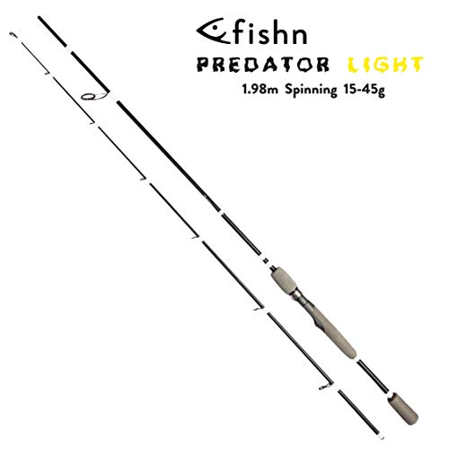 FISHN® Predator Light 1,98m 15-45g - Angelrute - Spinning Rod - Sicherheitsrute - Direktübertragung zum Angeln von Hecht, Zander, Barsch, Forelle