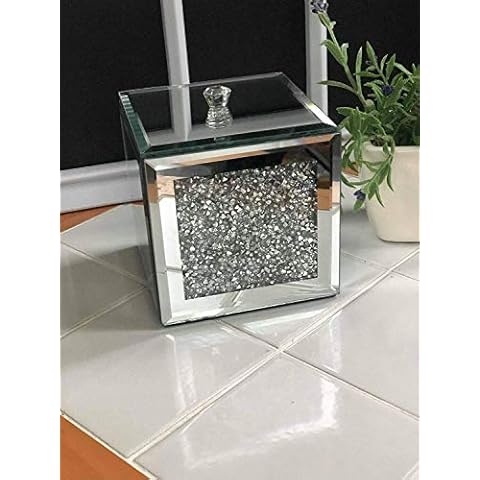 Elegant Mirrored Glass Jewellery Box with Velvet Inlay Cover