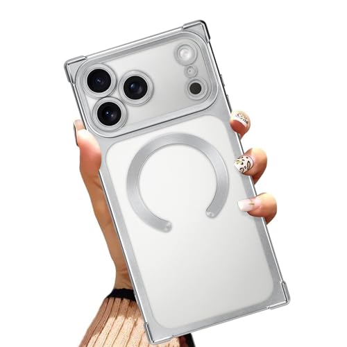 AIGOMARA Magnetic Clear Phone Case Made for iPhone 17 Pro Max, Silver