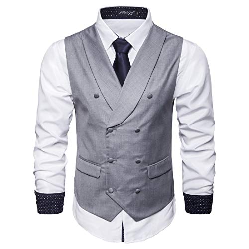 Gilet costume homme double boutonnage confortable col châle habillé