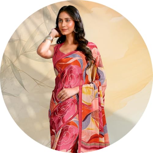 Image of Jaanvi fashion Women's Crepe Silk Saree with Unstitched Blouse Piece | Soft Lightweight Traditional Ethnic Wear Saree for Party, Wedding, Festival