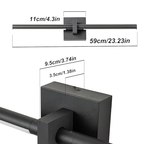 Image of EDISLIVE Modern Dimmable LED Vanity Light 360 Rotatable Bathroom Vanity Wall Lighting Fixtures, 23.2 in Mirror Wall Sconce Fixtures for Bathroom Bedroom Makeup Living Room,6000K(Black)