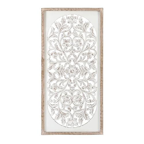 Image of JFY Designs Cordelia Hand Carved Wood Medallion Wall Panels Bedroom Decor