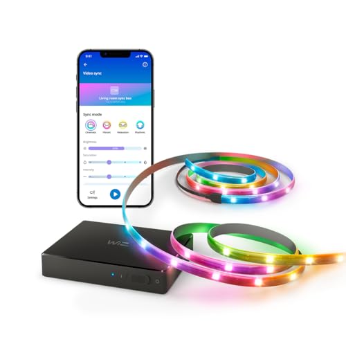 WiZ HDMI Sync Box con retroiluminación de TV - Sincroniza la luz con tus películas, juegos y música - HDMI 2.0 - Soporta 4K a 60Hz - Tira LED RGBIC para televisores de 55 a 65 pulgadas