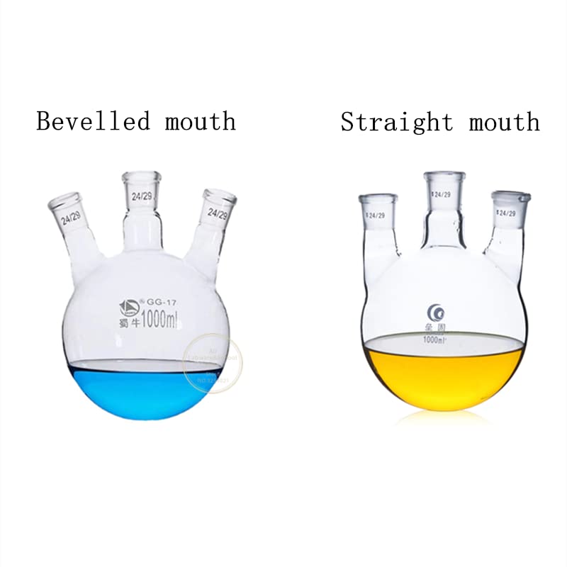 matraz de Vidrio borosilicato de Laboratorio. 1 matraz de destilación de Vidrio de Tres cuerpos de 50 ml/100 ml/250 ml/500 ml/1000 ml/2000 ml.(250ml 24x3)