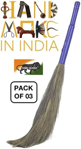 DEALBOOTH Soft Premium Grass Broom Stick for Moduler Home Monkey 555 Plastic Handle Jumbo Size Eco-Friendly Phool Jhadu, jadu, Mop King Kong for All Floor Cleaning 95% dust Free Multicolor Prime