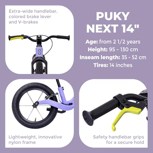 Image of PUKY Next Product of The Year 2025, Height-Adjustable Balance Bike 2-6 Years, Children's Balance Bike from 2 Years, Balance Bike with Brake and Safety Handlebar Grips