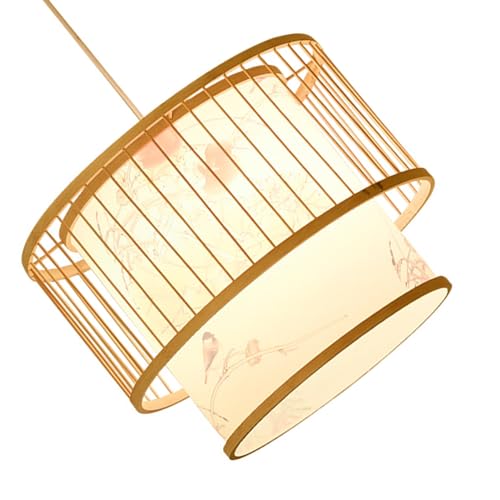 Pendentif cage à oiseaux LED sublimant l'ambiance des commerces avec son abat-jour tissé main