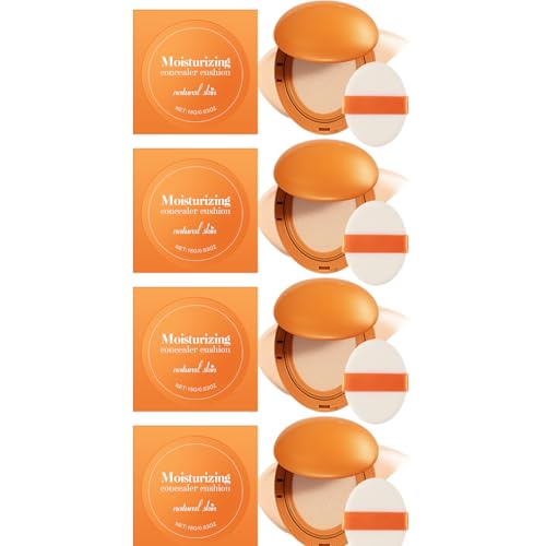 Hydrating Cushion Foundation - Cojín corrector de acabado natural con opacidad construible - Hidratante ligero BB Cream Compact - Maquillaje duradero para todos los tipos de piel (4 unidades)