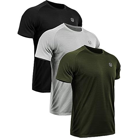 NELEUS Men's 3 Pack Mesh Athletic Running T Shirt,5033,Black,Grey,Olive Green,US M,EU L Cover