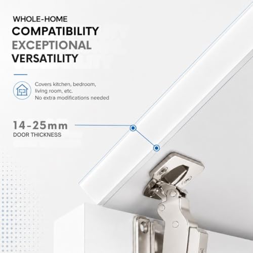 Image of Hettich Slide On 9.5K Soft Close Cabinet Hinge with Mounting Plate, 4 Hole Half Overlay, Nickel Plated, 95 Opening, for 14-25mm Panels, Pack of 5 (10 Hinges)