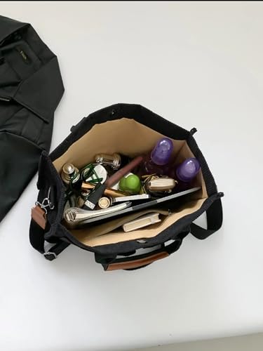 Image of Cherry Tote Bag for Women Canvas Patched Purse Cute Shoulder Bag Multi-Pocket Satchel Handbag for work travel