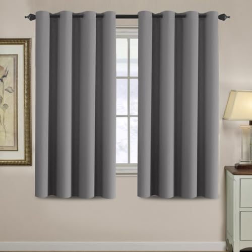 Image of H.VERSAILTEX Ultra Soft and Thick Blackout Bluish Gray Curtains for Bedroom /Living Room 63 Inches Length, Energy Saving Classic Window Panel, Thermal Insulated Curtain Grommet (1 Panel), 52'W x 63'L