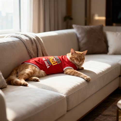 Image of JoyDaog Cozy Dog Winter Coat Red Color 10 Inch (XXS)- inchAttitude Mera Khandani Hai inch Printed Soft Cotton Trendy Apparel for Cat, Kittens, Puppy & Toy Breeds I Indoor & Outdoor