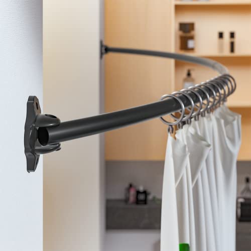 Curved Shower Curtain Rod, Adjustable 43-72 Inches Curved Shower Rod, Rustproof Shower Curtain Rod, Never Fall Telescoping Design For Bathroom, Black, Need To Drill #TOP5
