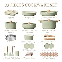 CAROTE 33pcs Pots and Pans Set Non Stick, Detachable Handle Cookware, Green — image 2