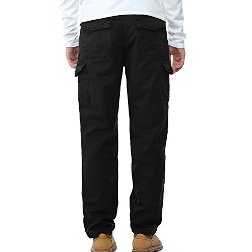 DONGD Winter Mens Cargo Pants Relaxed Fit Fleece Lined Work Pant4