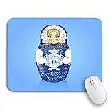 Größe: 7,9 x 9,5 Zoll Gaming Mouse Pad Gzhel Gemälde Blau Russisch Babuschka Matroschka Puppe Samowar Rutschfeste Gummi Backing Mousepad für Notebooks Computer Maus Matten