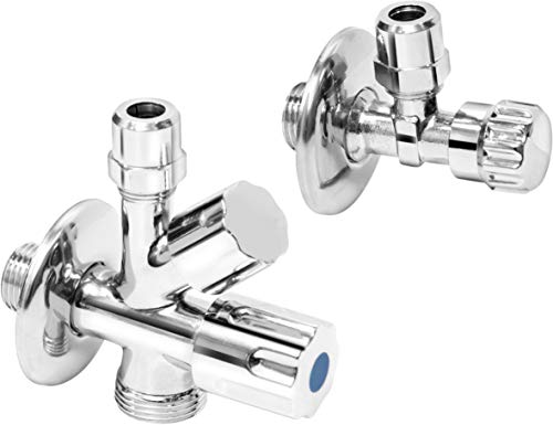 Cornat Geräteanschluss-Ventil-Set 2-teilig - 1/2 Zoll AG - Zum Anschluss von Wasch- & Spülmaschine - Mit Rückflussverhinderer - Aus Messing / Eckventil / Maschinen-Eckventil / Geräteventil / T317100