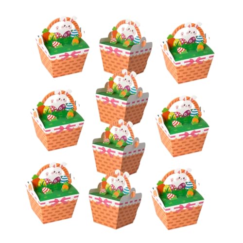 Ciieeo 10 Pezzi Scatole di Dolcetti Pasquali con Manico 10 Pezzi, Cestino Carino di Carta per Caramelle e Cioccolatini, Confezioni Regalo Pasquali Portatili per Feste e Biscotti