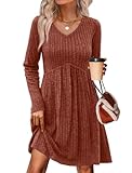 OFEEFAN Dresses for Women 2025 Elegant Classy Plus Size Fall Dresses Boho Dress Cowboy Chic School Outfits Knee Length Casual Dress Halloween Caramel Brown 2XL