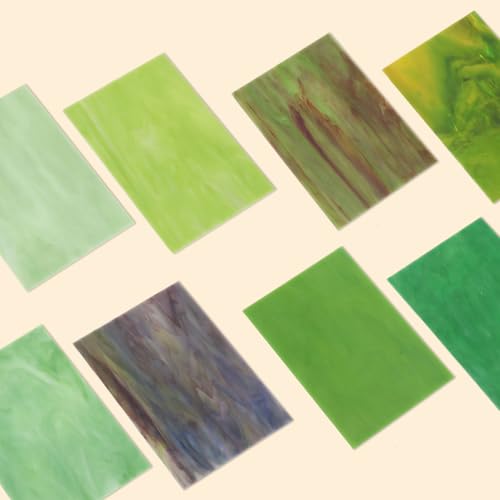 QUARKZMAN 8 arkuszy płyt witrażowych, 100 x 150 mm, mozaika, zielona seria