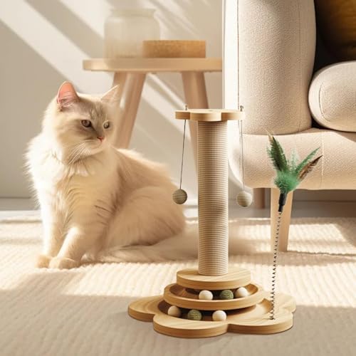 Jouet à gratter interactif pour chat avec boules de sisal et jeu à roulettes de salon - 6