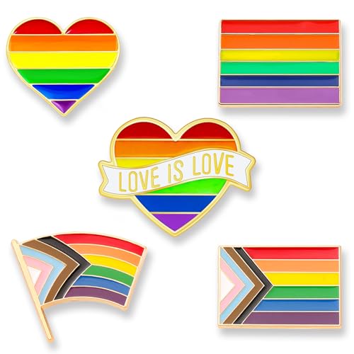 Nylry 5PCS Pride Pins for Women Men LGBT Flag Pins Pack Rainbow Flag Pin Trans Lapel Pin for LGBTQ Pride Accessories Stuff Rainbow Jewelry Gifts-Trans