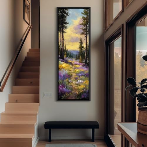 Décoration nature colorée avec fleurs sauvages verticales sur toile
