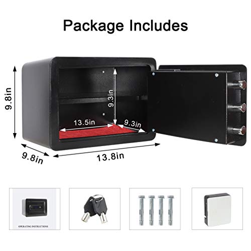 Lovndi Security Safe Box with Keypad 0.5 Cubic Feet, Digital&Biometric Safe Fingerprint Safes for Home Office, Black - Thumbnail 5