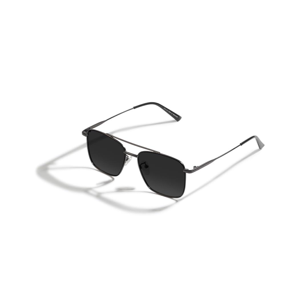 SAM AND MARSHALL VEIN Sunglass I 400% UV Protection I Metal Sunglass I Square Sunglass I Double Bar I Unisex
